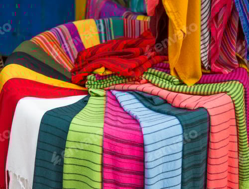 Preview: Colorful fabrics on the Agadir market in Morocco