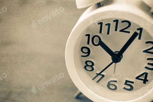 Preview: Alarm Clock On The Table In Vintage Color Style
