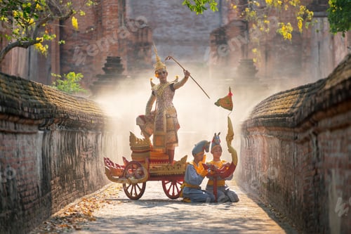 Preview: Khon or traditional Thai classic masked from the Ramakien as character of princess or king dance
