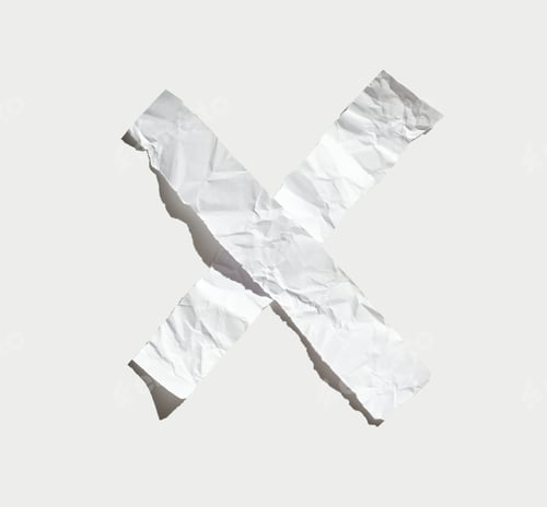 Preview: Crumpled paper sheet arranged in cross shape on light grey background