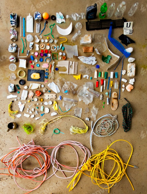 Preview: Garbage collected on one day on the beach, from the Elwha River mouth near Port Angeles