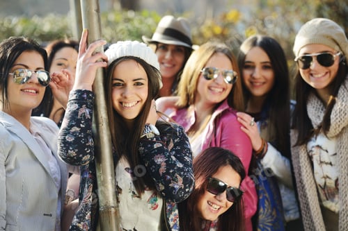 Preview: Happy Teen Girls Having Good Fun Time Outdoors