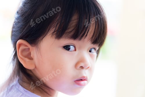 Preview: Closeup of face child girl is upset.