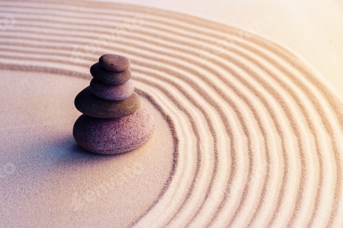 Preview: Meditation zen garden with stones on sand