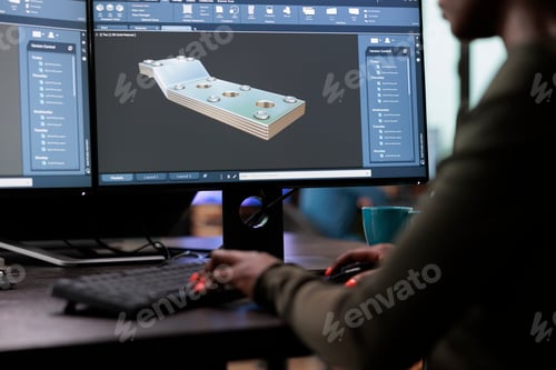 Preview: Close up of graphics industry person with high modelling skills working with advanced software