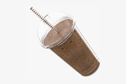 Preview: Milk Shake Chocolate, Angled View of Plastic Cup with Brown Beverage
