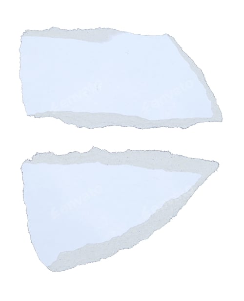 Preview: Torn Pieces of Light Blue Paper on White