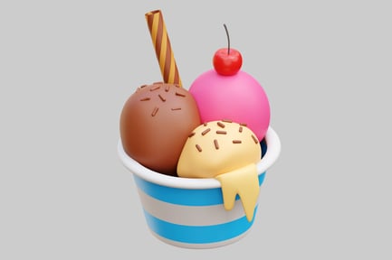 Preview: Delicious Ice Cream Cup With Wafers And Cherry