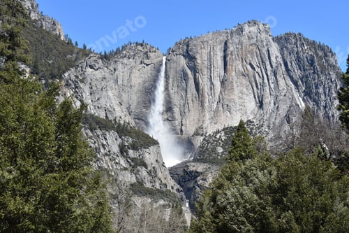 Preview: Closeup view of tYosemite Falls in Yosemite National Park in California, USA
