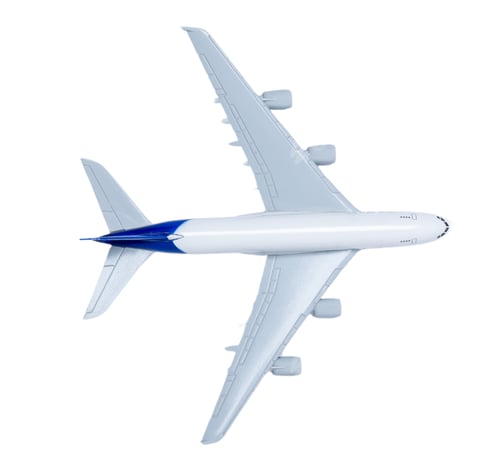 Preview: Passenger jet plane flies isolated on white background with clipping mask