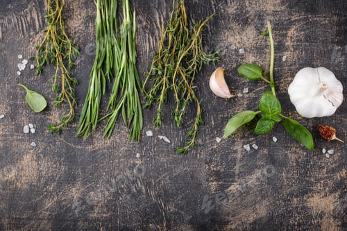 Preview: Rosemary, thyme and basil. Fresh garden herbs