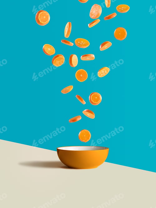 Preview: Citrus Rain Oranges Cascading into a Bowl