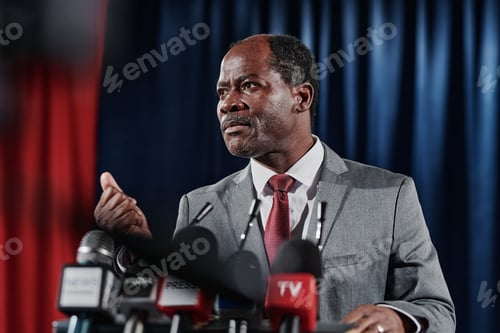 Preview: Businessman speaking an interview for television