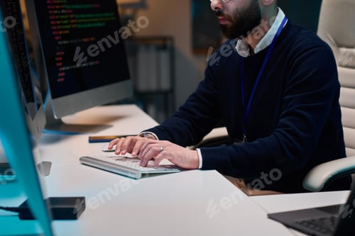 Preview: Software Developer Writing Code Typing on Keyboard
