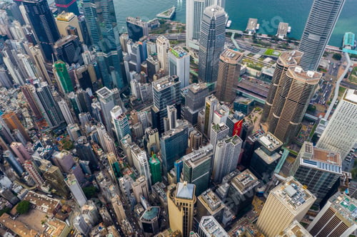 Preview: Central, Hong Kong 29 April 2019: Top view of Hong Kong downtown city