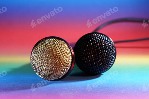 Preview: Closeup shot of microphones in a studio