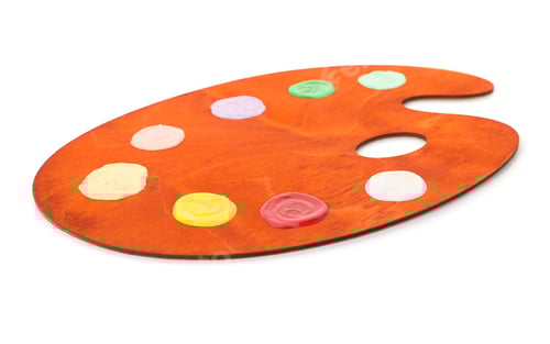 Preview: Wooden Palette with Varied Colors on White Background