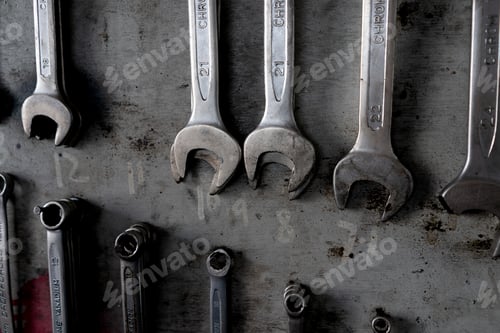 Preview: Various repair car tools in the workshop