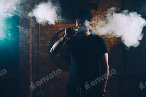 Preview: Man vaping an electronic cigarette