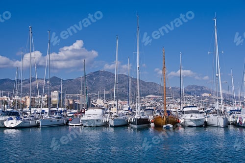 Preview: Row of berthed boats in Malaga, Andalusia, Spain