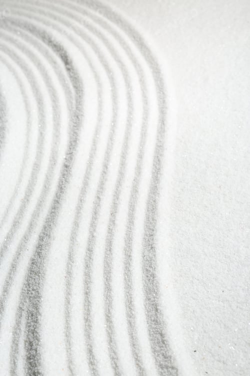 Preview: Zen rock garden. Wave pattern on white sand