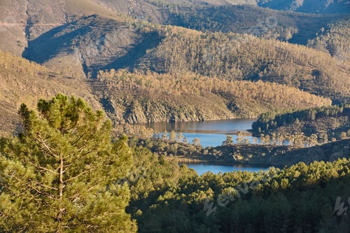 Preview: Melero meander mountain and river landscape in Caceres, Extremadura, Spain