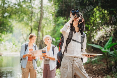 Preview: group of people family enjoy camping outdoor activity with nature, camp site living in happy time