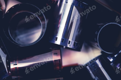 Preview: Close Up Of Rolls Of 35mm Film Spools.