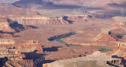 Preview: Scenic American Landscape and Red Rock Mountains in Desert Canyon.