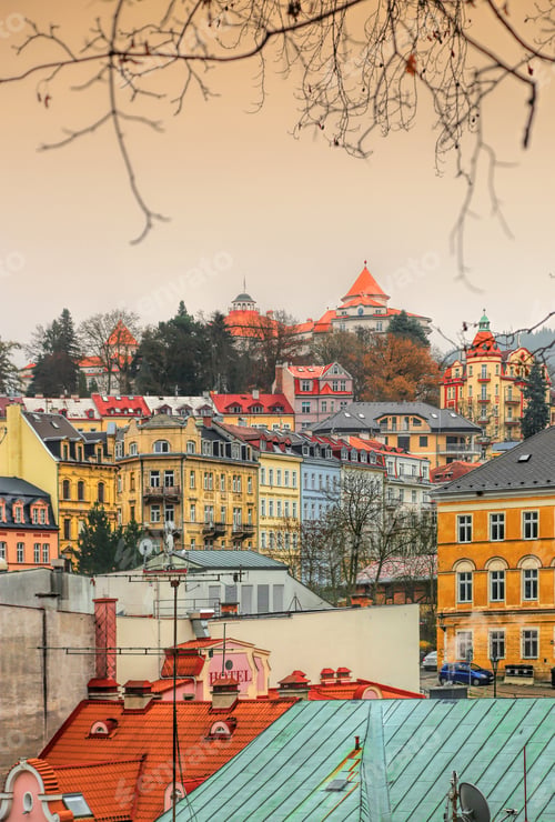 Preview: Cityscape of Karlovy Vary in the late autumn time, Czech Republic