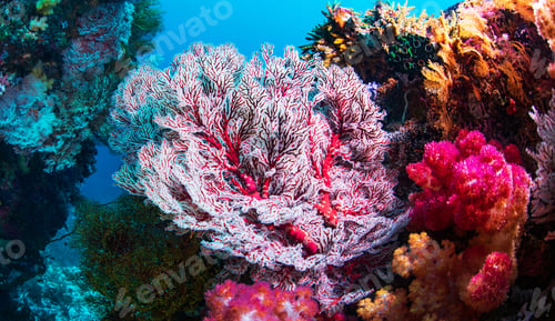 Preview: Underwater fish Photograph surrounded by coral reef scene