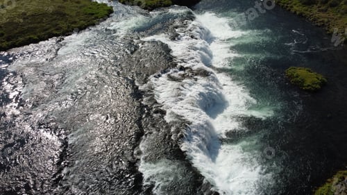 Preview: Aerial view of the Faxi waterfall (Faxifoss) on the Golden Circle in the east of Reykjavik, Iceland