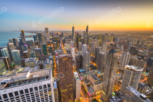Preview: Chicago, Illinois USA aerial skyline