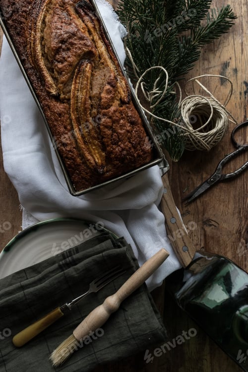 Preview: Healthy banana bread on cutting board