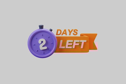 Preview: Stopwatch and banner logo "days left"
