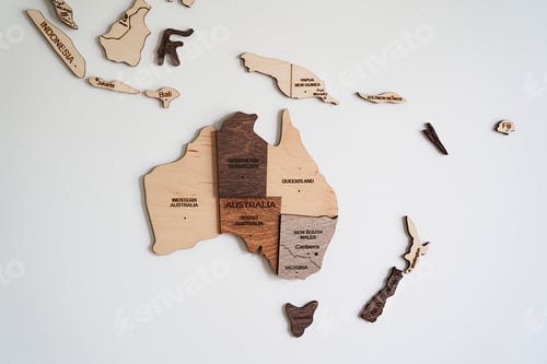 Preview: australia map handicraft made of wood