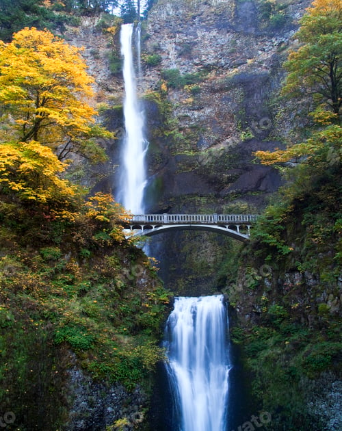 Preview: Waterfall and Bridge in Autumn