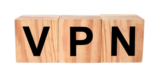 Preview: Acronym VPN (Virtual Private Network) made of wooden cubes isolated on white