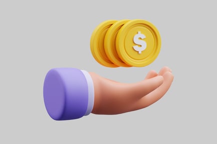 Preview: Cartoon hand holding gold coins