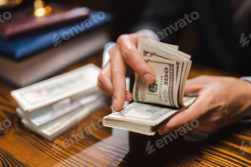 Preview: business hands holding dollar bank, Bookkeeper financial inspector checking a money