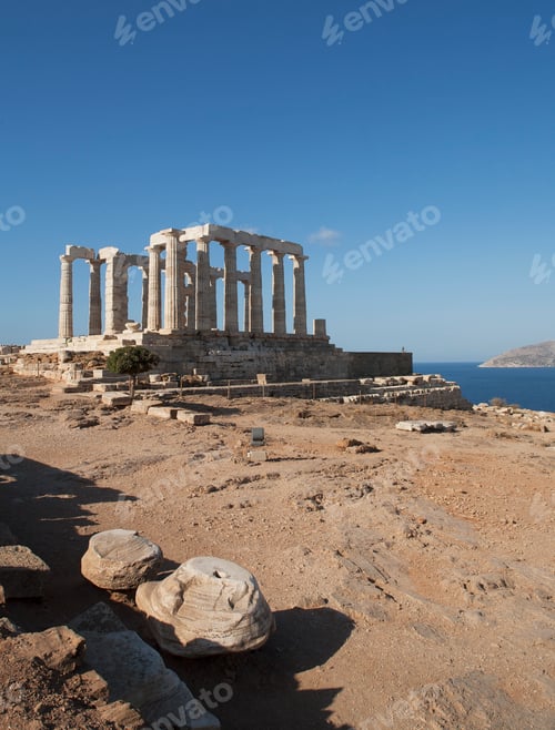 Preview: Temple of Poseidon and sea at Cape Sounion, Athens, Greece