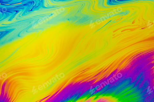 Preview: Psychedelic multicolored patterns background. Photo macro shot of soap bubbles