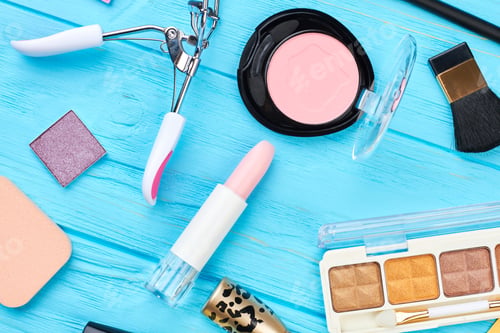 Preview: Woman stylish makeup accessories.