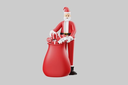 Preview: Cartoon santa with gift sack
