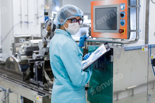 Preview: factory worker work with control panel