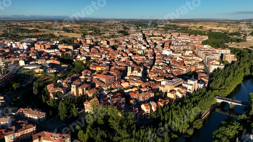 Preview: Aerial view of Aranda de Duero, Burgos, Spain. Aranda de Duero is the capital of Ribera del Duero