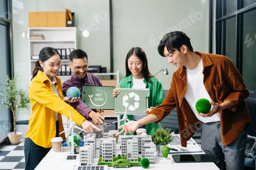 Preview: Green business company and Solar Energy Environment city Concept.