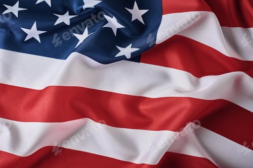 Preview: American flag background. USA flag waving, closeup