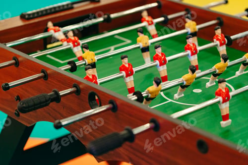 Preview: Close Up of a Foosball Table With Foosball Players