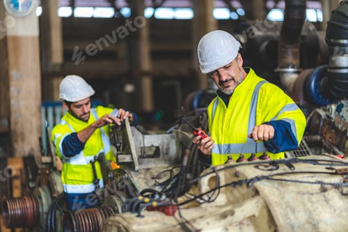 Preview: professional technician engineer working to check system of heavy industry manufacturing machine